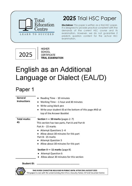 2025 English EAL/D HSC Paper 1