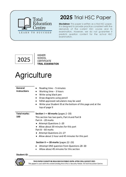 2025 Trial HSC Agriculture paper