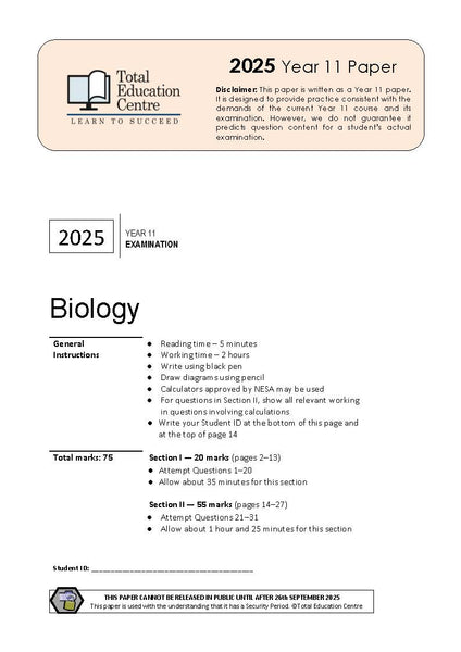 2025 Biology Year 11