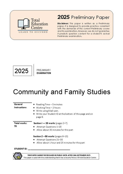 2025 Community and Family Studies Preliminary