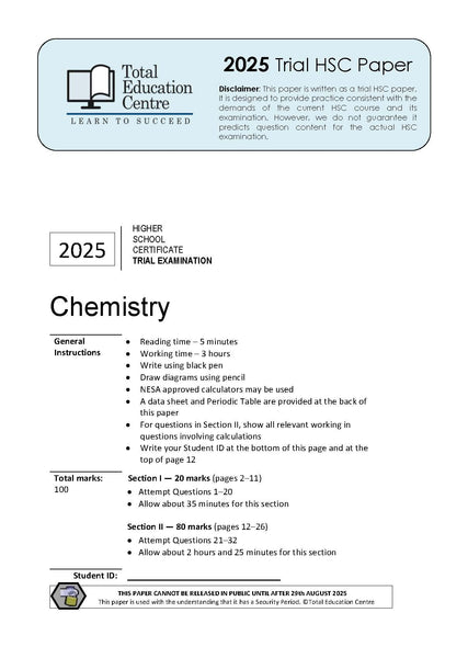 2025 Trial HSC Chemistry
