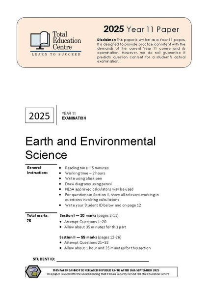 2025 Earth and Environmental Science Yr 11