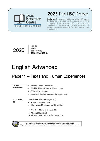2025 Trial HSC English Advanced Paper 1