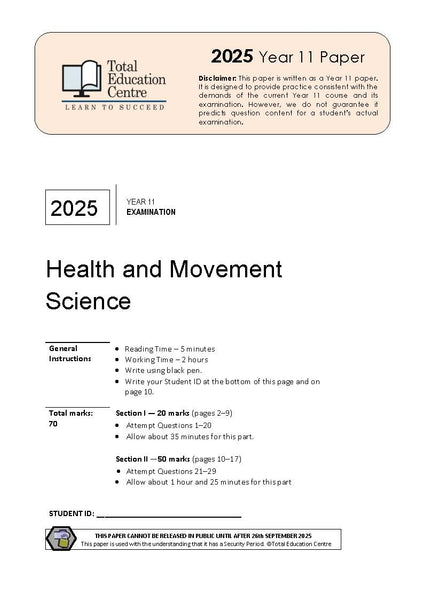 2025 Health and Movement Science YR 11
