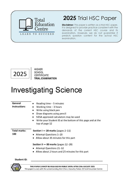 2025 Investigating Science HSC Trial