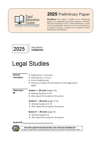2025 Preliminary (Yr 11) Legal Studies