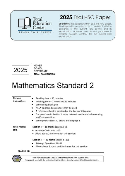 2025 Maths Standard 2 HSC Trial