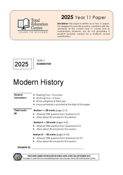 2025 Modern History Year 11