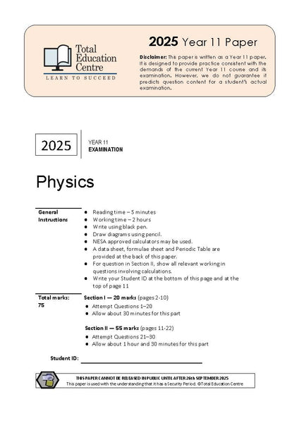 2025 Physics Year 11