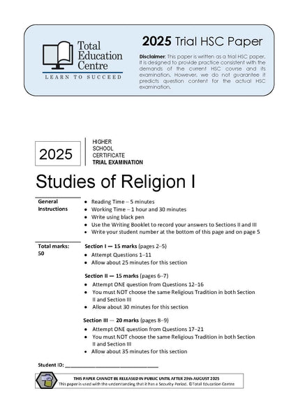 2025 Trial HSC Studies of Religion 1