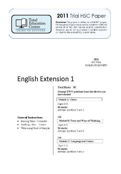 2011 Trial HSC English Extension 1