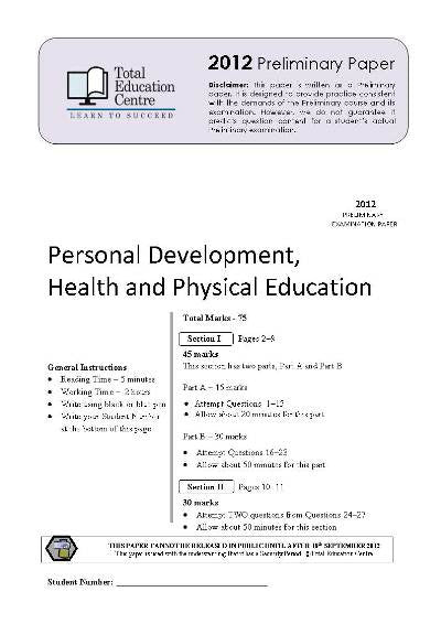 2012 Trial Preliminary (Yr 11) PDHPE