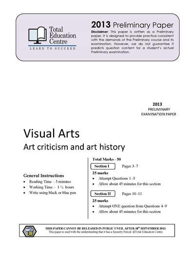 2013 Trial Preliminary (Yr 11) Visual Arts