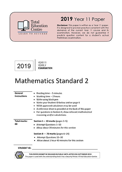 2019 Maths Standard Yr 11