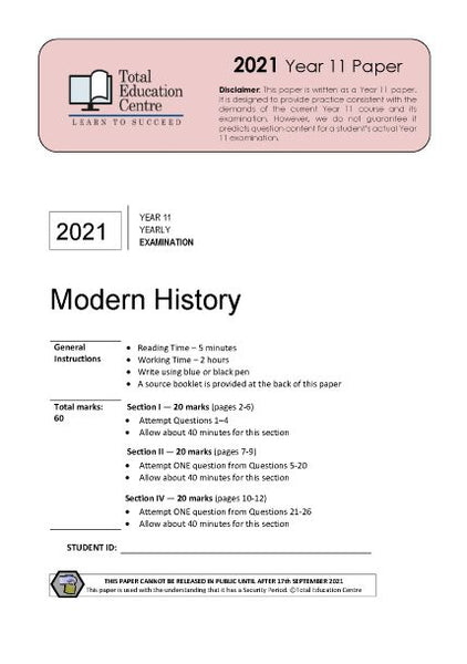 2021 Modern History Year 11
