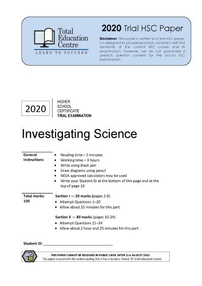 2020 Investigating Science HSC Trial