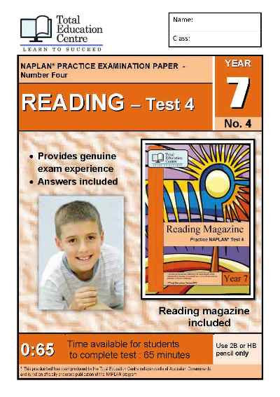 Year 7 NAPLAN Reading Test 4