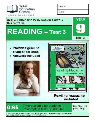 Year 9 NAPLAN Reading Test 3
